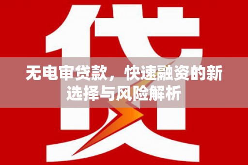 宜州无电审贷款，快速融资的新选择与风险解析