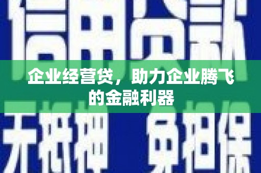 宜州企业经营贷，助力企业腾飞的金融利器