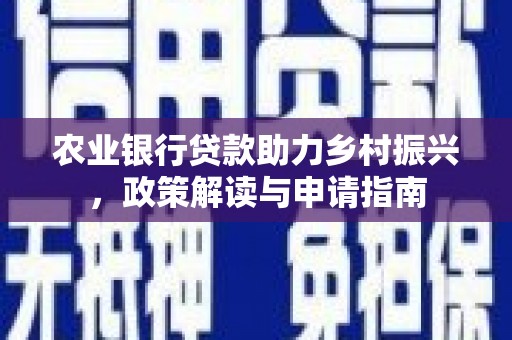 宜州农业银行贷款助力乡村振兴，政策解读与申请指南
