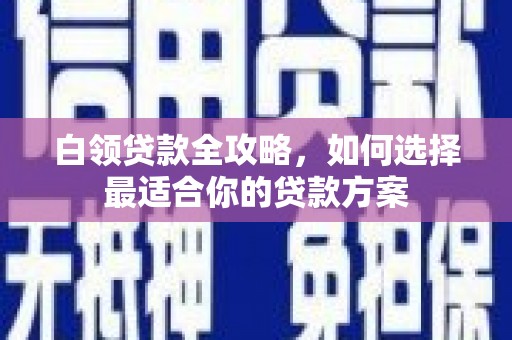 宜州白领贷款全攻略，如何选择最适合你的贷款方案